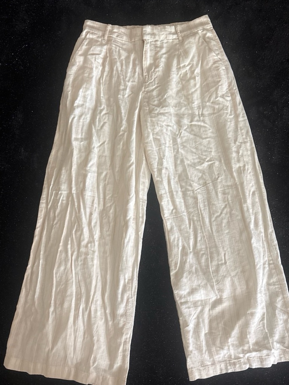 American Eagle Outfitters White Wide-Leg Linen Chinos